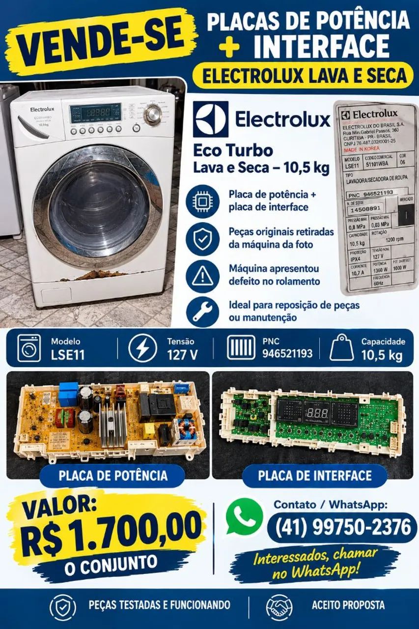Máquina lava e seca com defeito 