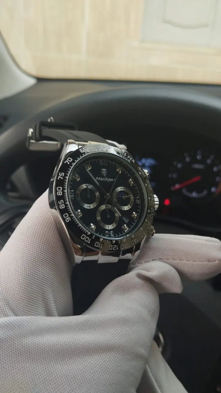 Relógio Poedagar Com Pulseira Silicone-Preto - Foto 5