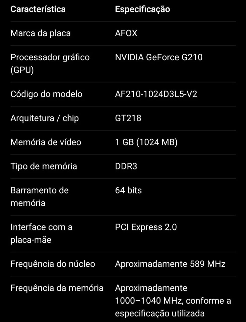 PLACA DE VIDEO NVIDIA GeForce G210 - Foto 2