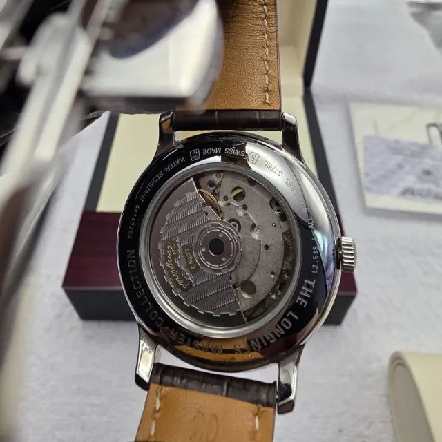 Relógio Longines Automático Masculino 40mm Couro Marrom Novo - Foto 5