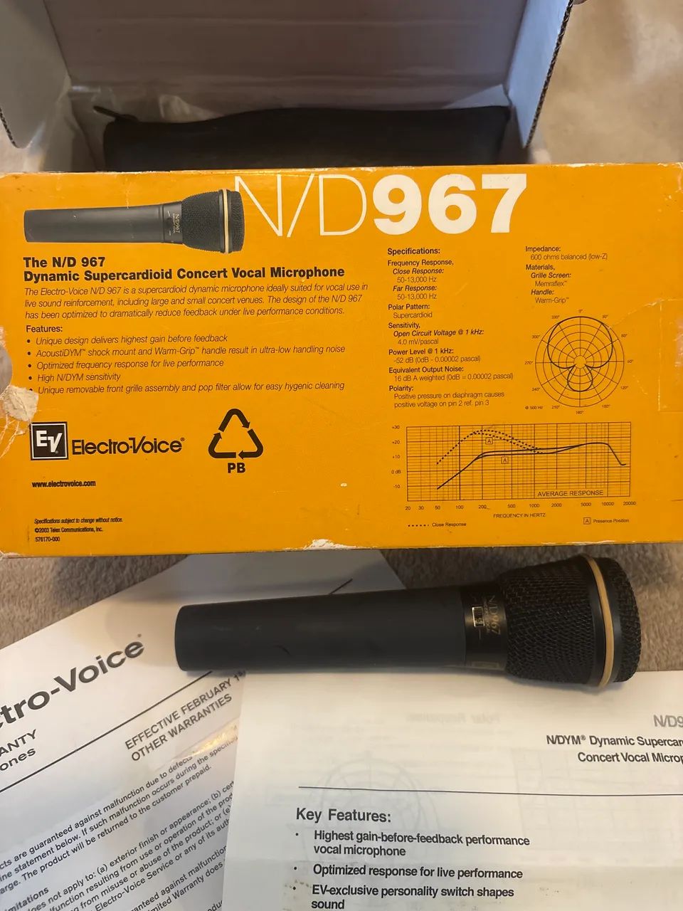 Microfone ElectroVoice ND967 original - Microfones e Gravadores