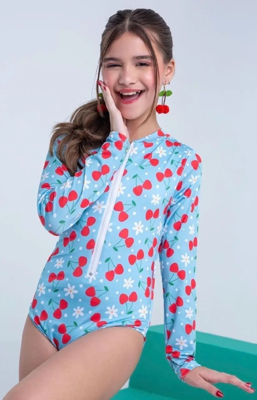 maio infantil com ziper manfa longa cereja  - Foto 4