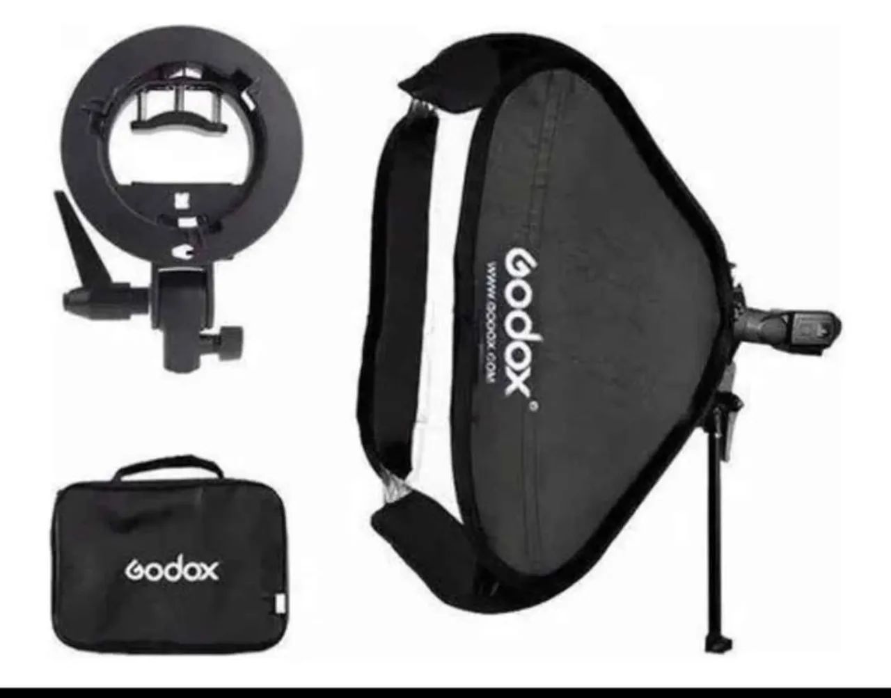 SOFTBOX GODOX 60 X 60 NOVO, SUPORTE PARA SPEEDLITE 