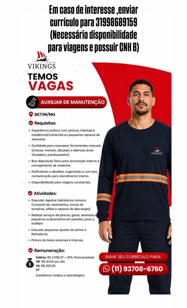Vaga para Betim MG