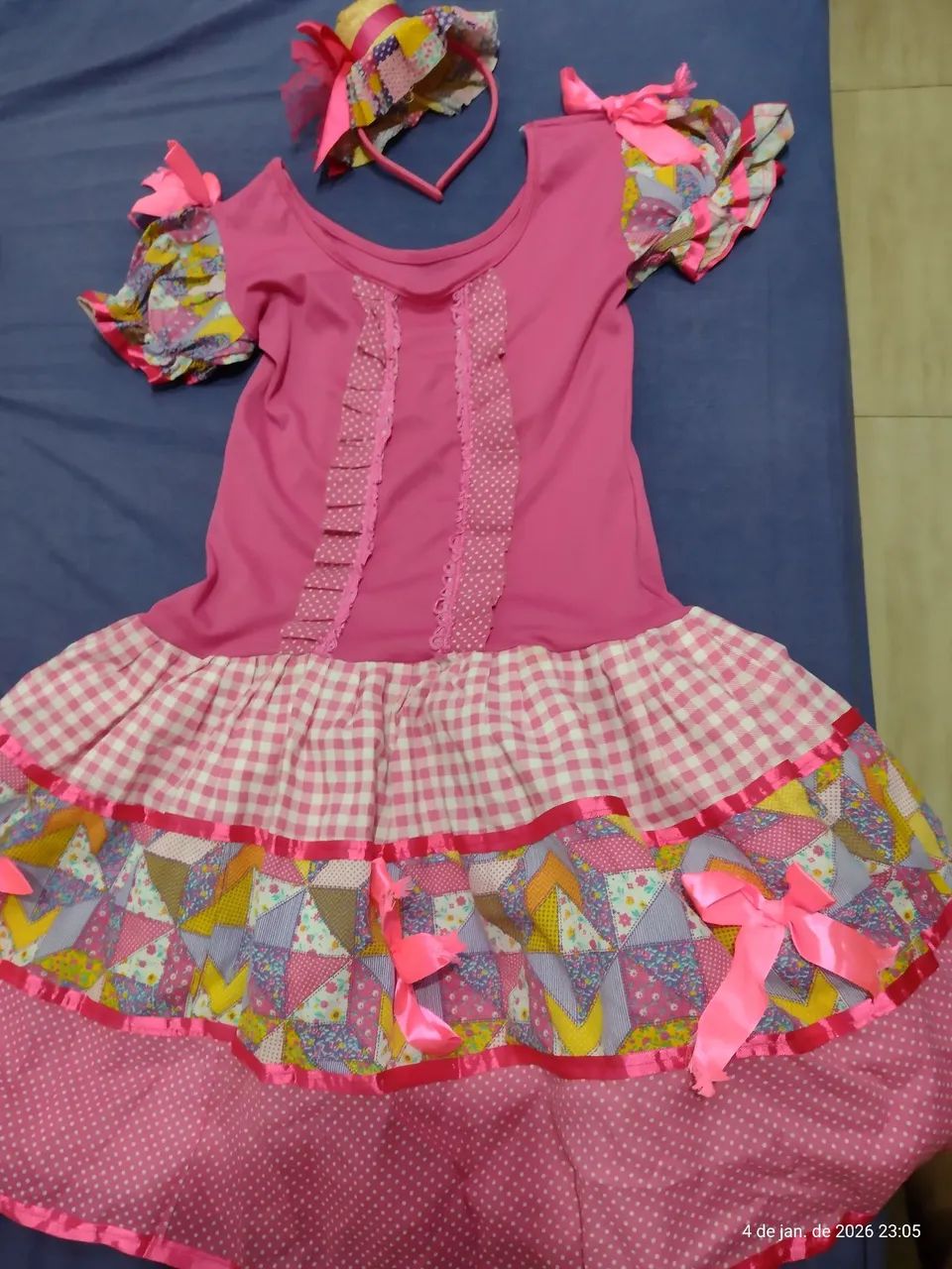 Vestido de Quadrilha feminino com chapéu de arco  - Foto 3