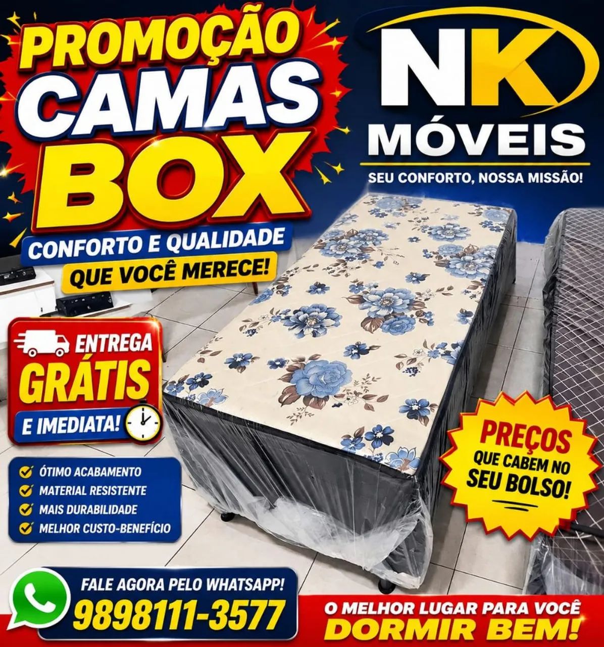 Camas de solteiro e solteirão de espuma e molas ensacadas, PEÇA JÁ!