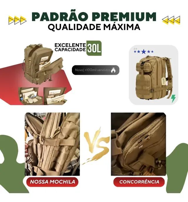 Mochila Tatica Militar Reforçada Viagem 30l - Foto 4