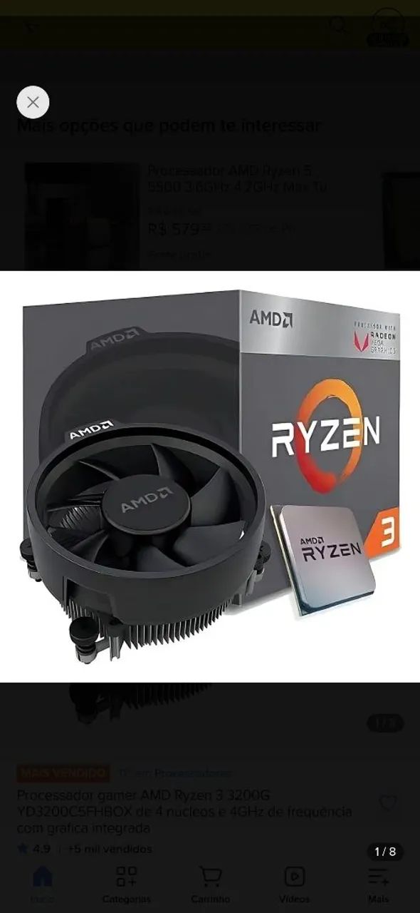 Ryzen 3 3200g com coler original + placa mae a320m (possível defeito)