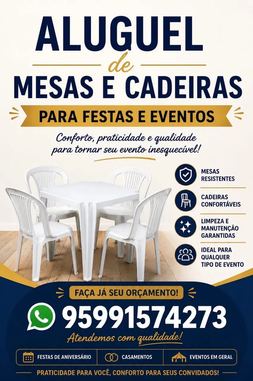 Aluguel de mesas,cadeiras e toalhas *73