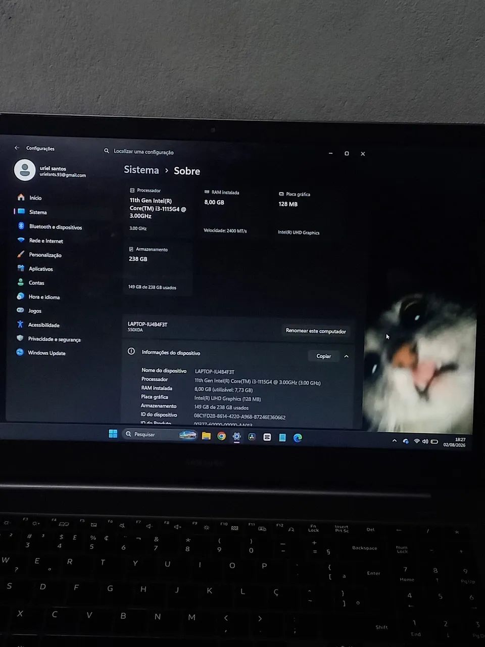 Notebook samsung i3