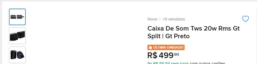 Caixa De Som Tws 20w Rms Gt Split | Gt Preto - Foto 5