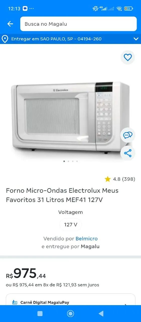 Microondas Electrolux