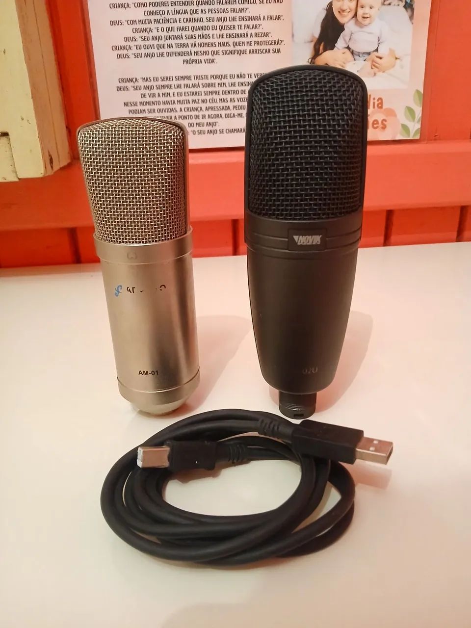Kit 2 Microfones Condensadores Estúdio - Arcano AM-01 + Novik O2U USB (Completo)