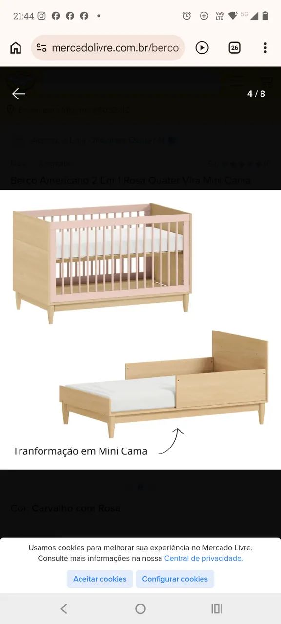 Berço cama com colchão 