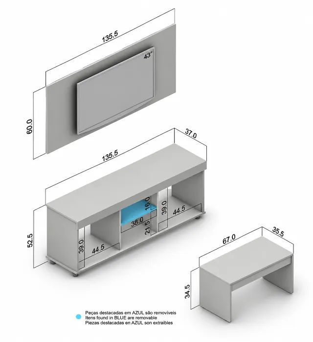 Kit Sala Painel com Rack e Mesa De Centro Tv 43 polegadas NOVO Promoção - Foto 2