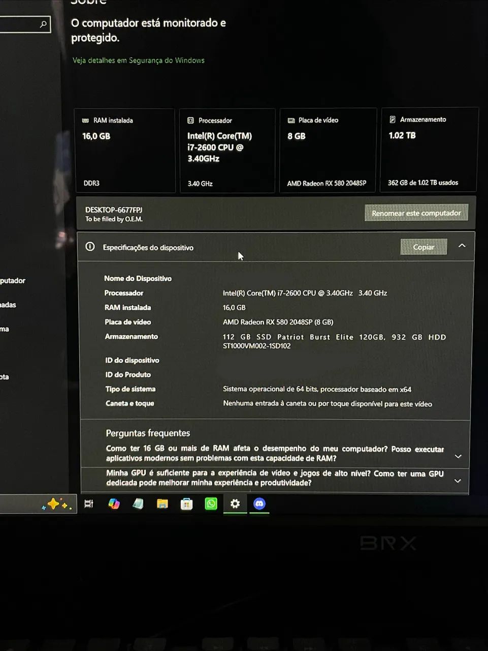 PC GAMER RX 580 8GB COMPLETO - Foto 2