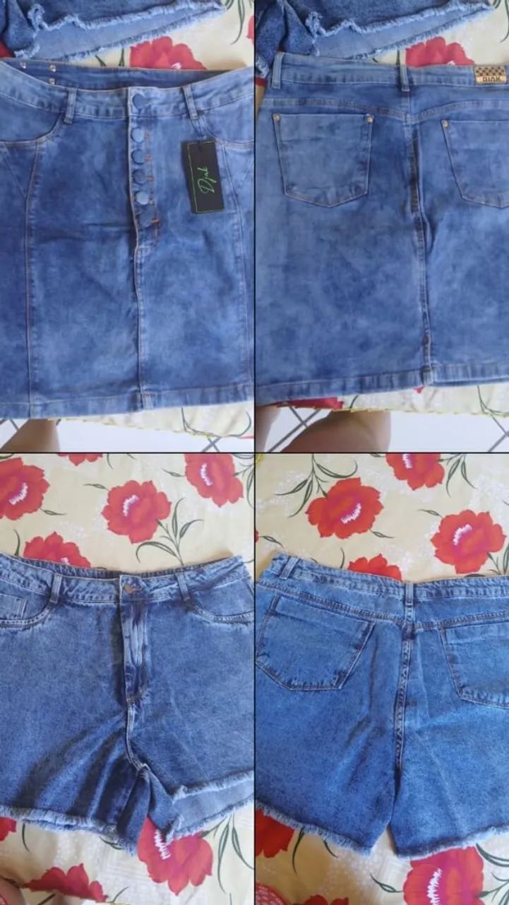 Shor e saia jeans 