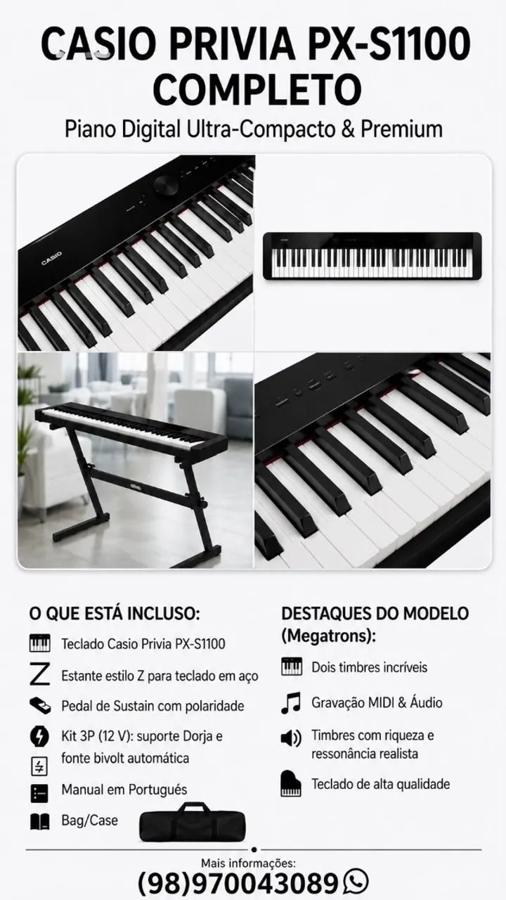 Piano Digital Ultra-Compacto e Premium