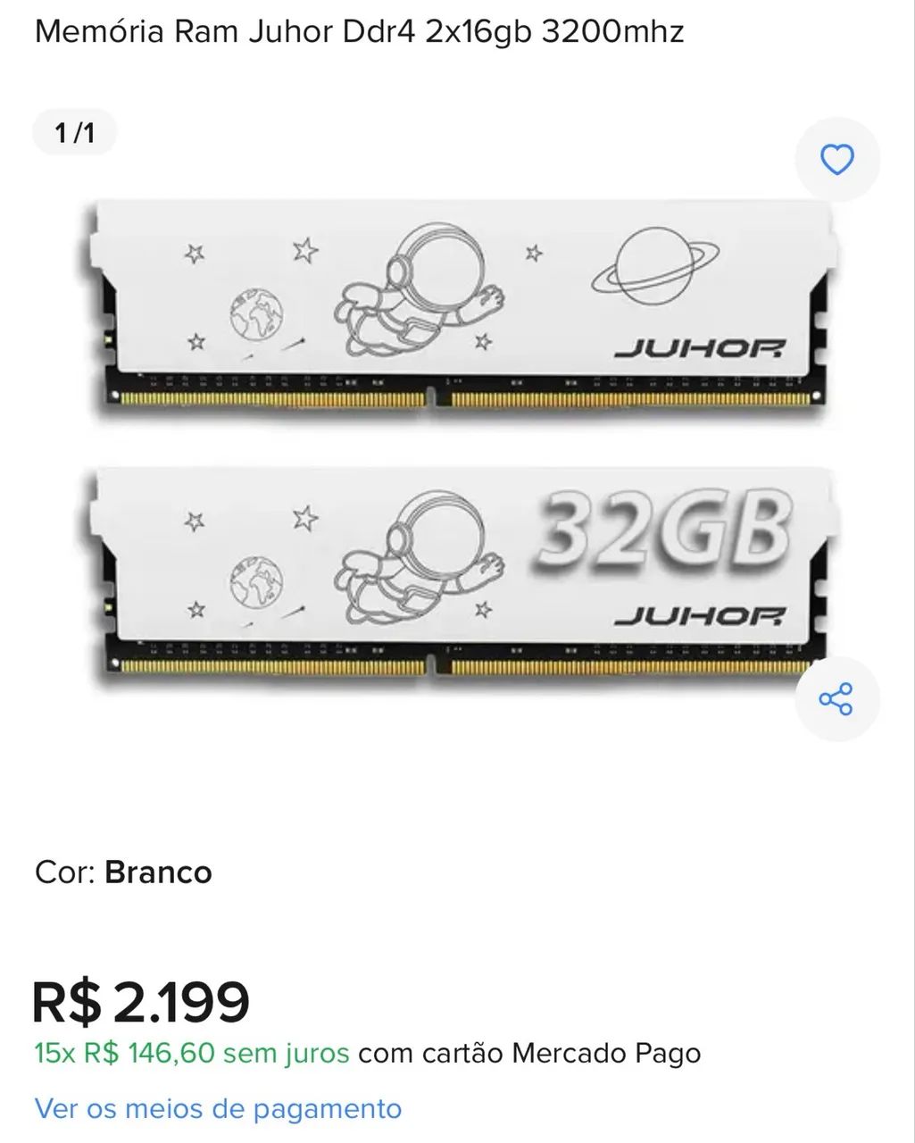 2x 16Gb = 32Gb DDR4 / 3200mhz - Memória RAM - Menino Deus, Porto