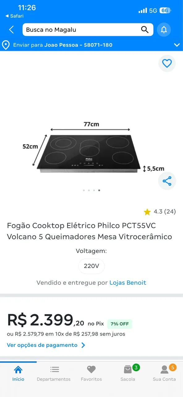 Cooktop elétrico Philco 