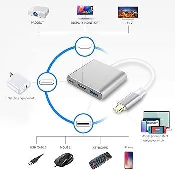 Adaptador conversor USB 3.0 tipo C para HDMI 4k 3 em 1 - Foto 2