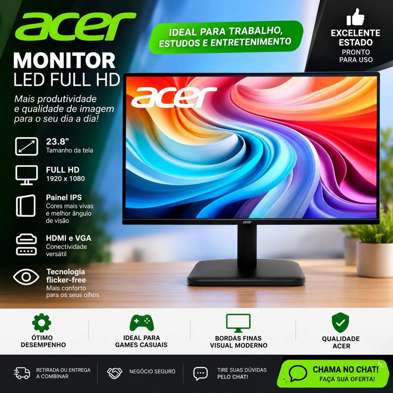 Monitor acer IPS 23.8