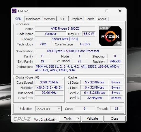 Processador Ryzen 5 5600x 