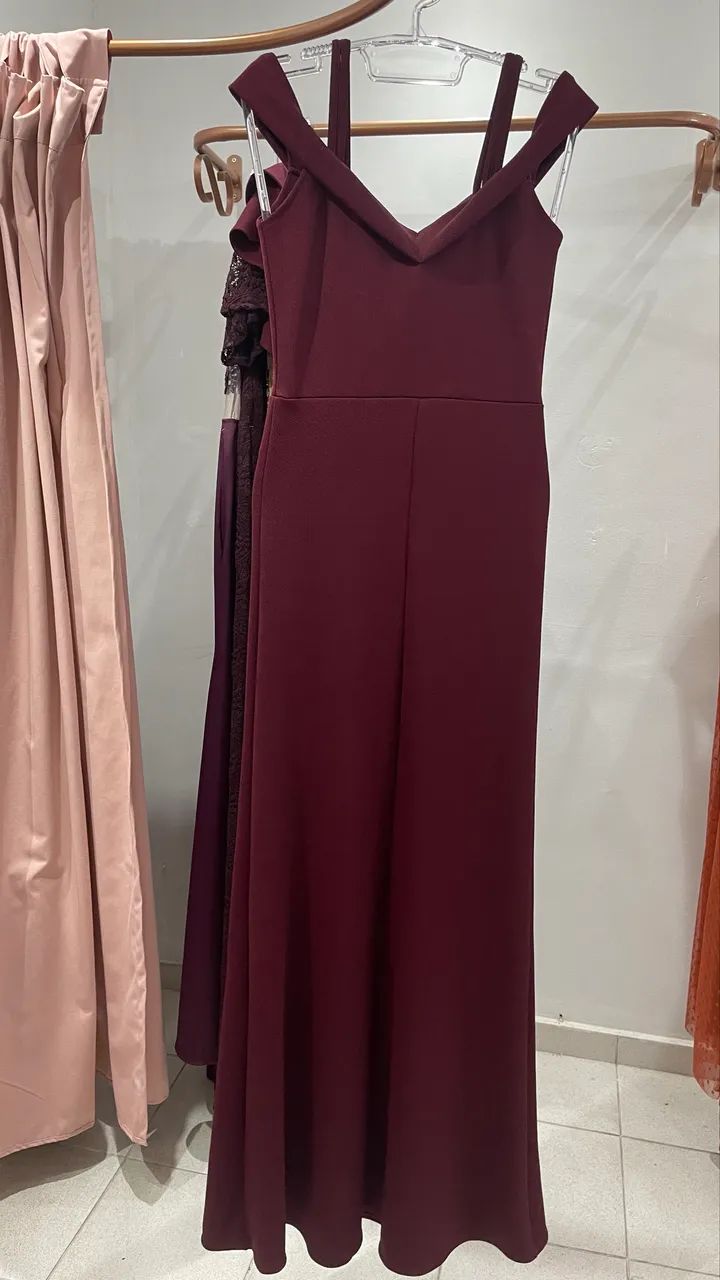 Vestido marsala de crepe - Foto 4