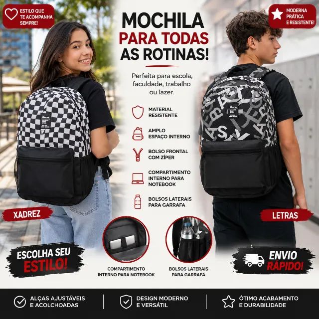 MOCHILA JUVENIL MASCULINA 18? - Foto 2