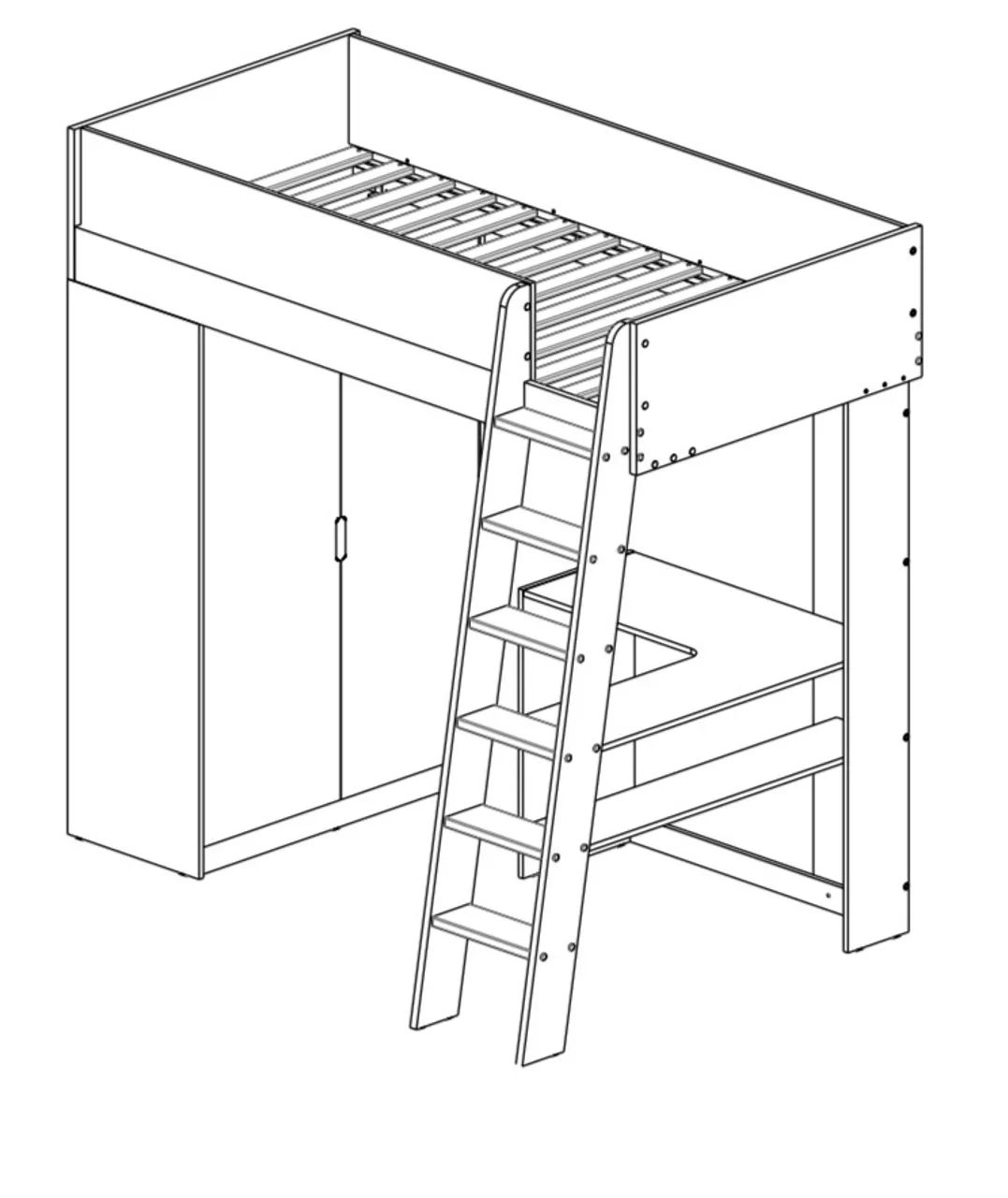 Cama suspensa com guarda-roupa e escrivaninha - Foto 3