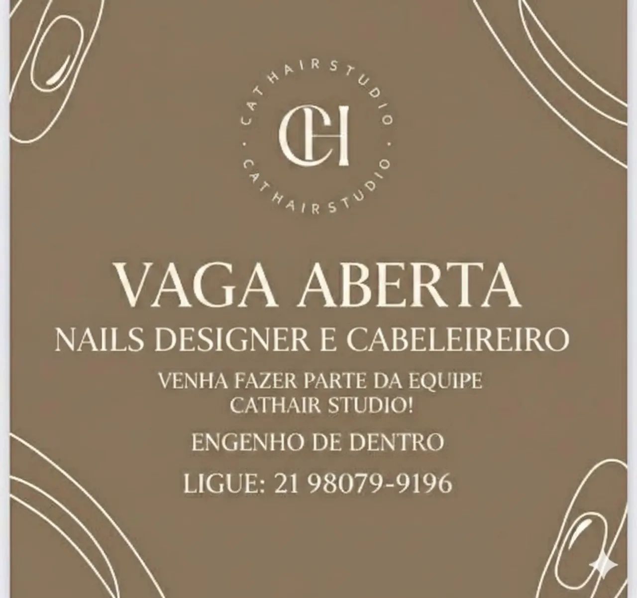 Vaga para cabeleireira é Nails Design 