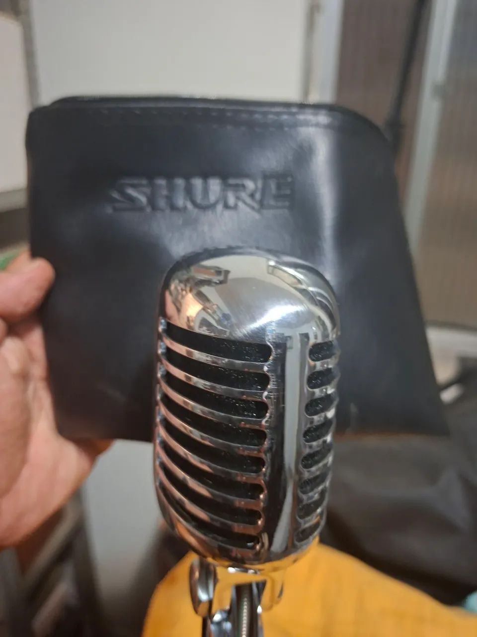 Microfone Shure 555H original com pedestal e bolsa NoVo!! Leia