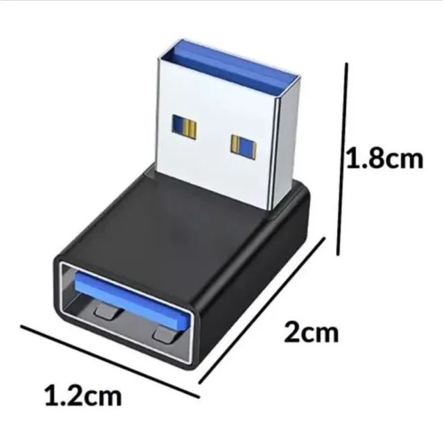 Conector Adaptador Usb-a 3.0 90 Graus Fêmea Macho
