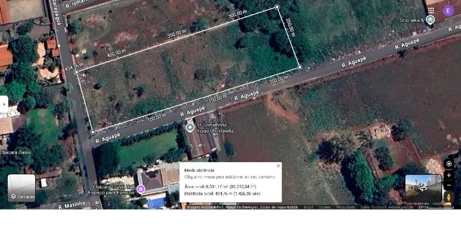 ÁREA URBANA 8.300 m² Chácaras Tubalina Quartel Uberlândia-MG