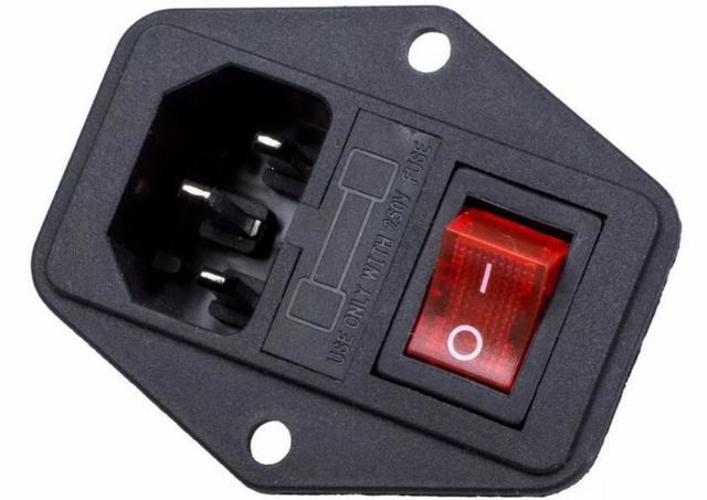 COD-CP266 Tomada Aba Par Ac Painel 10a Iec320 C14 Macho C/ P Fusível Arduino Automação