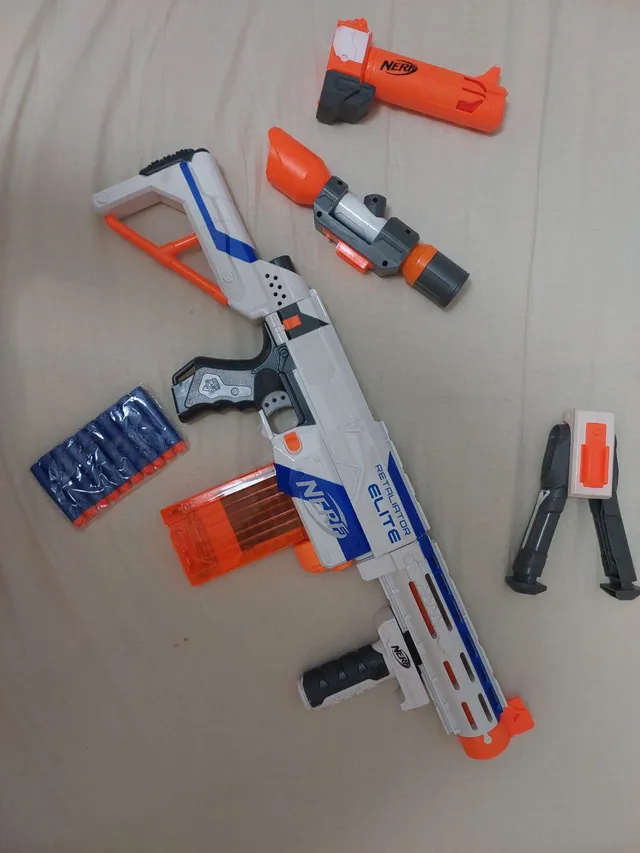 Kit Arma Nerf Blaster + Colete + Acessórios + 60 Dardos Bala