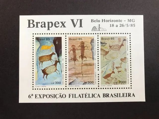 Bloco Pinturas Rupestres Braspex VI 1985 (Mint)
