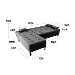 Sofá Cama Nice com Chaise 3 Lugares Encosto Reclinável 200cm Tecido Linho Matrix - Foto 3