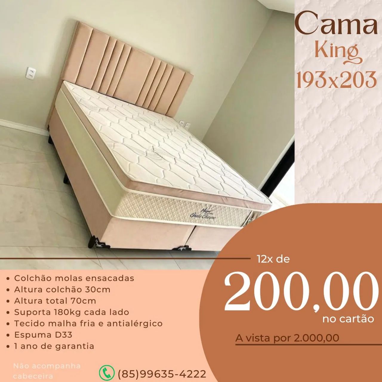 CAMA BOX KING SIZE 193X203  - Foto 5