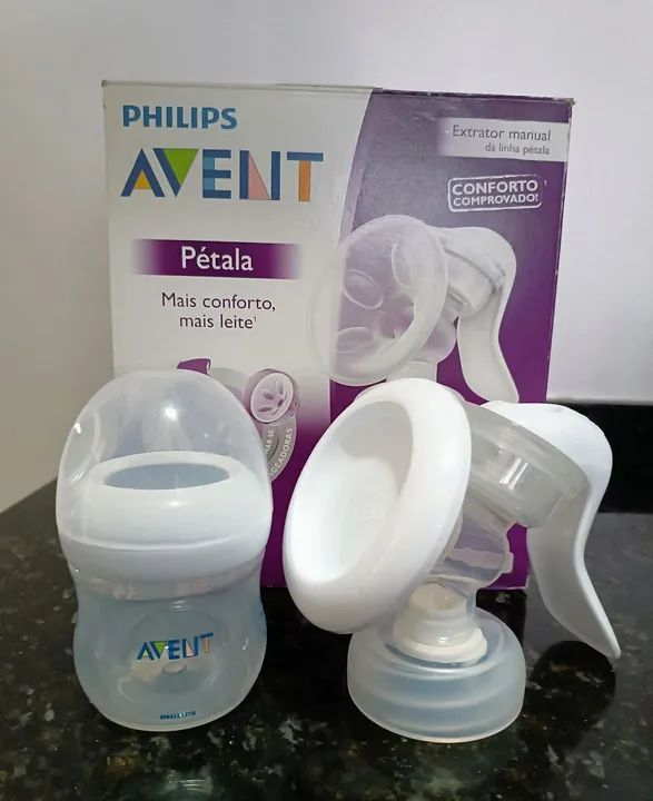 Extrator de Leite Manual Avent Pétala e Kit mamadeiras Evolution Lillo  - Foto 4