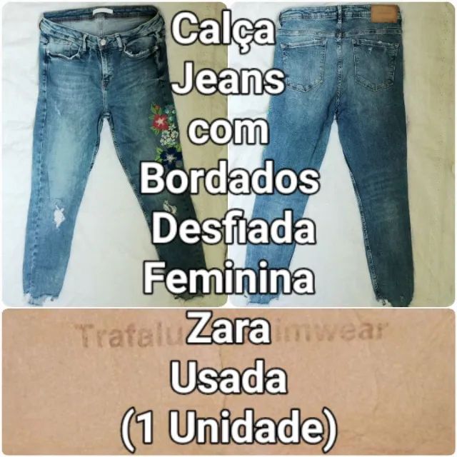 Calça jeans hot sale bordada zara