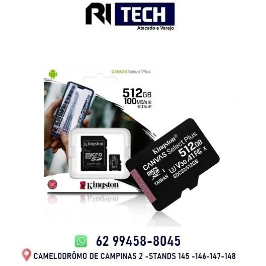 Cartão de Memória 512GB com Leitor MicroSD XC Kingston