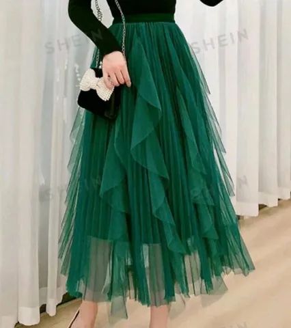 Saia de tule verde 
