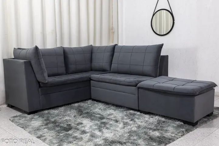 Sofá Canto 5 lugares com Puff Viena . Produto Novo. Pronta Entrega. - Foto 5