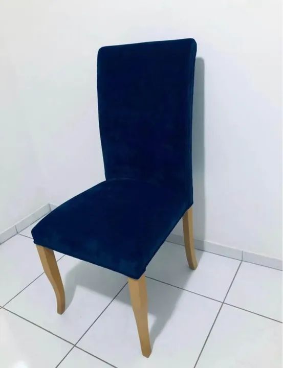 06 Cadeiras estofadas azuis l - perfeitas para sua sala de jantar! - Foto 5