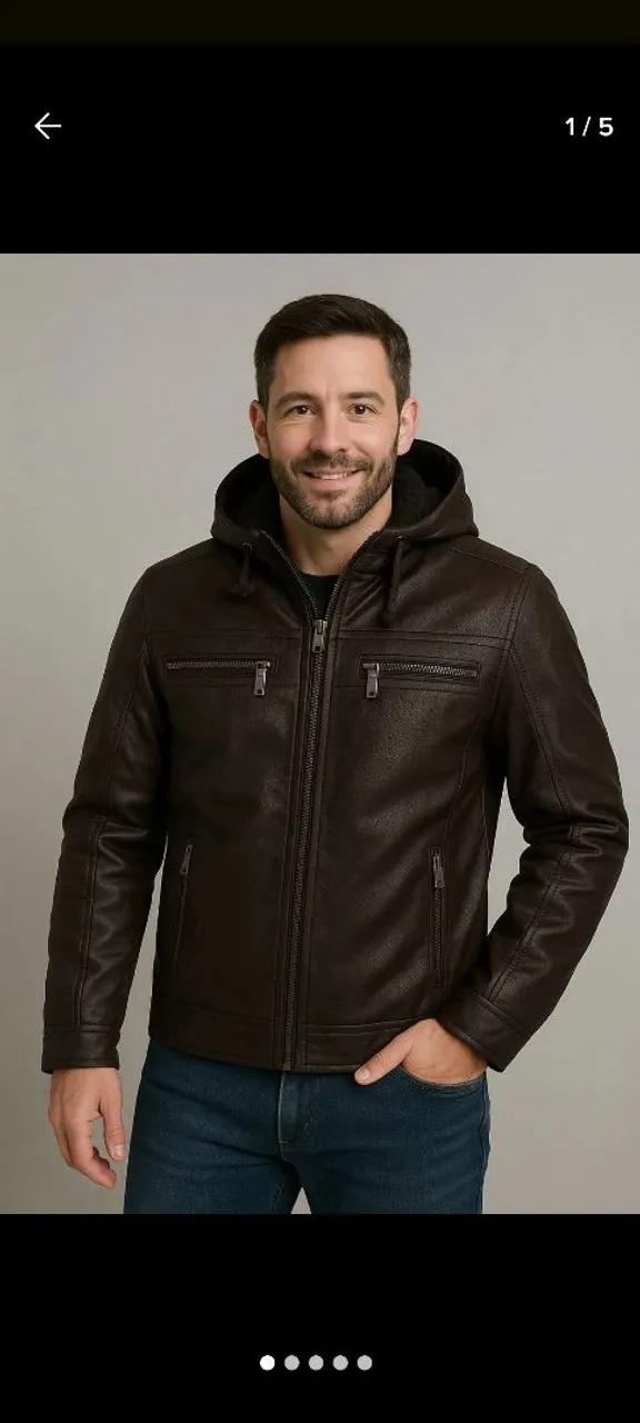 Jaqueta de Couro ecológico com Capuz - Elegância e Conforto