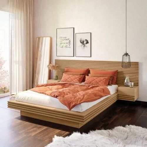 Cama Casal/Queen com Cabeceira e Mesa de Apoio flutuante 