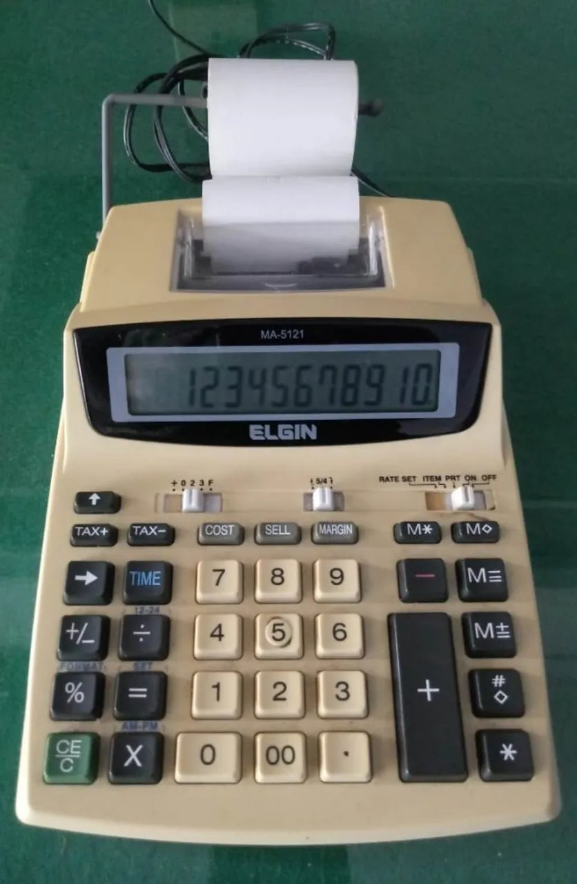 Calculadora Elgin c/bobina mod.5121-bivolt- 12 dígitos- defeito no puxador de papel