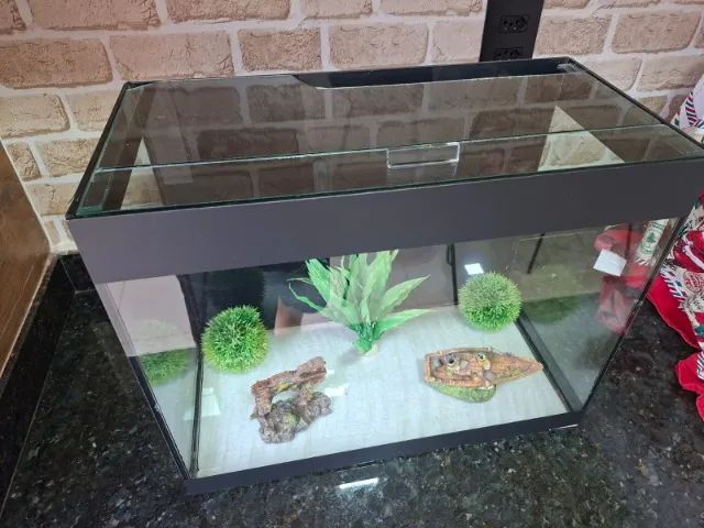 Aquário 50 litros com decoração e redinha - Foto 4