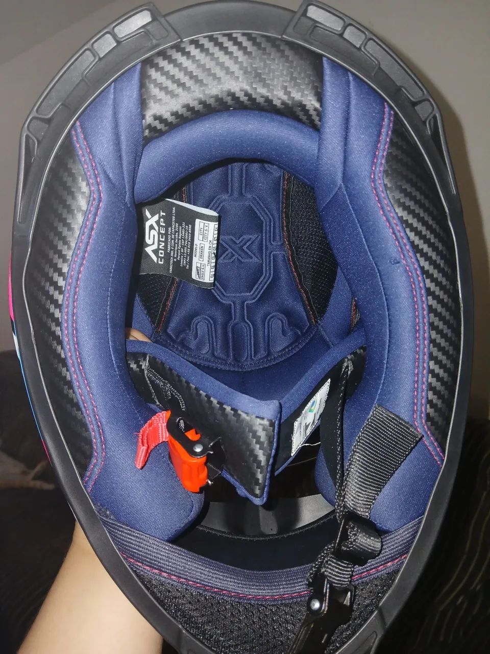 Capacete ASX -  Branco, Azul e Rosa - Foto 4